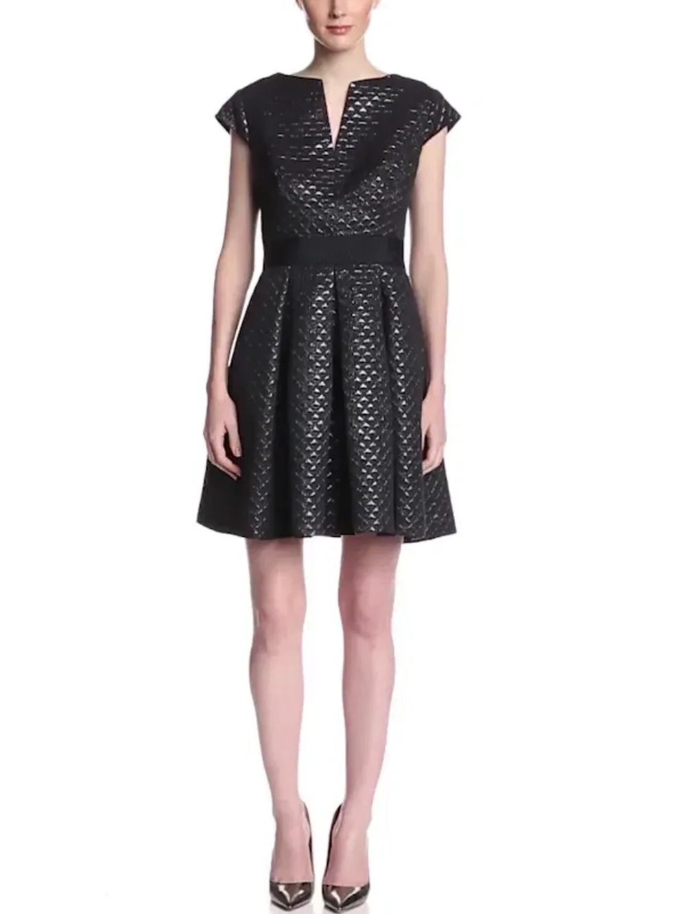 Ted Baker Carice Metallic Jacquard Cap Sleeve Mini Dress